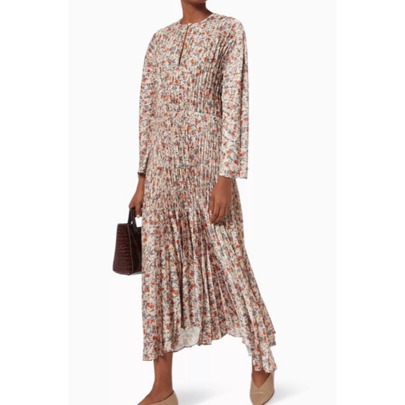 VINCE Pleated Satin Maxi Dress - Picture 1 of 6
